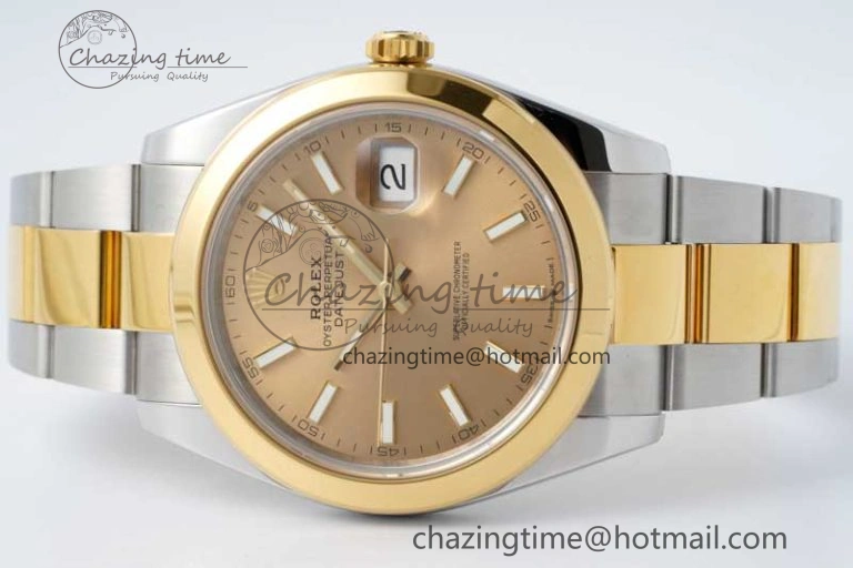 DateJust 41 SS YG Polished Bezel KING 1:1 Best Edition 904L Steel YG Dial on Oyster Bracelet VR Effortless 2228