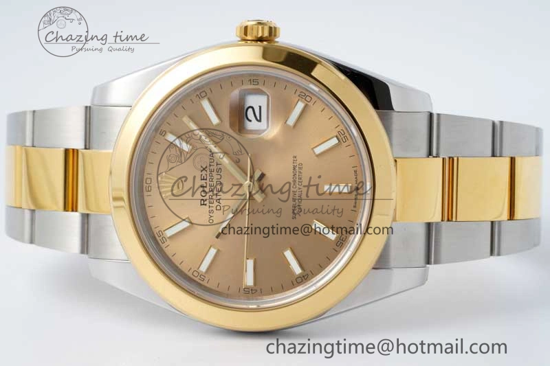 DateJust 41 SS YG Polished Bezel KING 1:1 Best Edition 904L Steel YG Dial on Oyster Bracelet VR Effortless 2228
