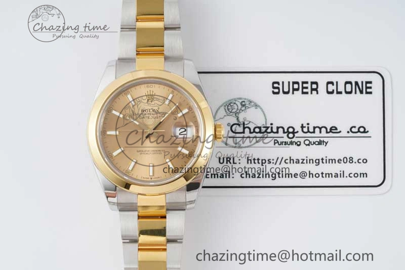 DateJust 41 SS YG Polished Bezel KING 1:1 Best Edition 904L Steel YG Dial on Oyster Bracelet VR Effortless 2228