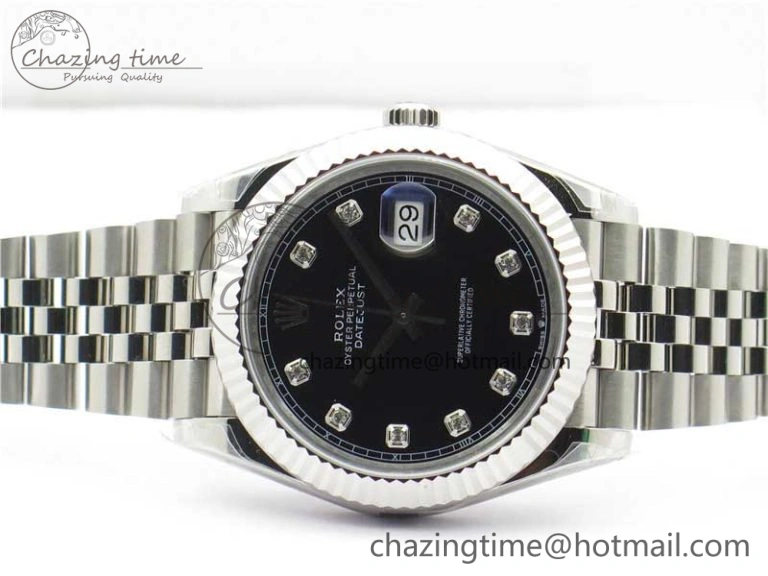 DateJust 41MM 126334 904L SS VRF 1:1 Best Edition Black Dial Crystals Markers on SS Jubilee Bracelet A Reliable 2905