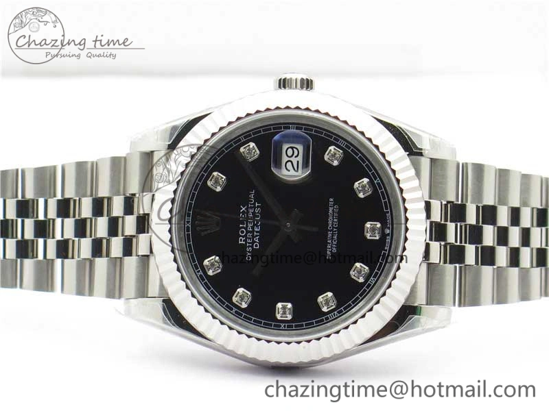 DateJust 41MM 126334 904L SS VRF 1:1 Best Edition Black Dial Crystals Markers on SS Jubilee Bracelet A Reliable 2905
