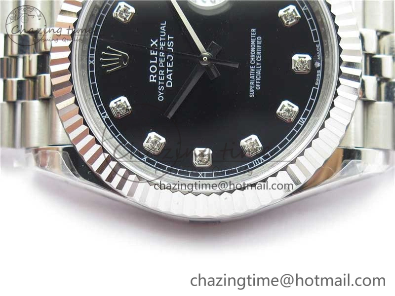DateJust 41MM 126334 904L SS VRF 1:1 Best Edition Black Dial Crystals Markers on SS Jubilee Bracelet A Reliable 2905