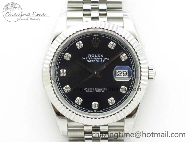 DateJust 41MM 126334 904L SS VRF 1:1 Best Edition Black Dial Crystals Markers on SS Jubilee Bracelet A Reliable 2905