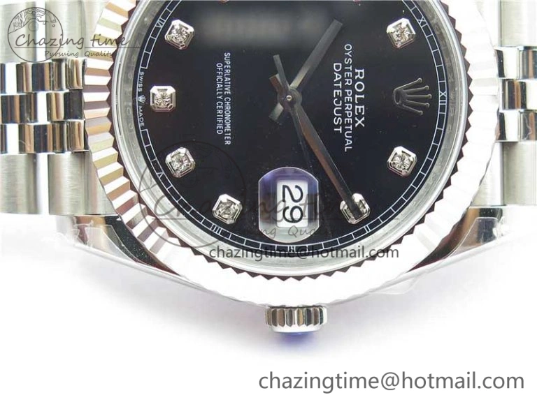 DateJust 41MM 126334 904L SS VRF 1:1 Best Edition Black Dial Crystals Markers on SS Jubilee Bracelet A Reliable 2905