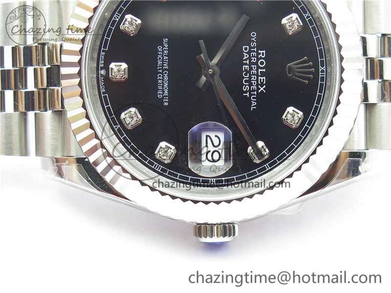 DateJust 41MM 126334 904L SS VRF 1:1 Best Edition Black Dial Crystals Markers on SS Jubilee Bracelet A Reliable 2905