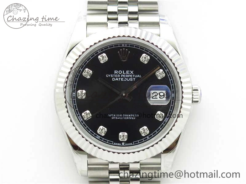 DateJust 41MM 126334 904L SS VRF 1:1 Best Edition Black Dial Crystals Markers on SS Jubilee Bracelet A Reliable 2905