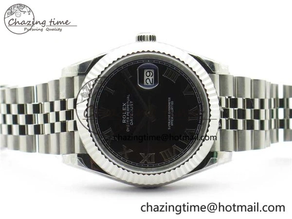 Minimalist DateJust 41MM 126334 904L SS VRF 1:1 Best Edition Black Dial Roman Markers on SS Jubilee Bracelet A 2899