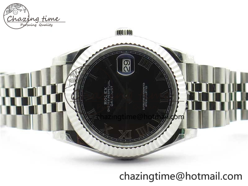 Minimalist DateJust 41MM 126334 904L SS VRF 1:1 Best Edition Black Dial Roman Markers on SS Jubilee Bracelet A 2899