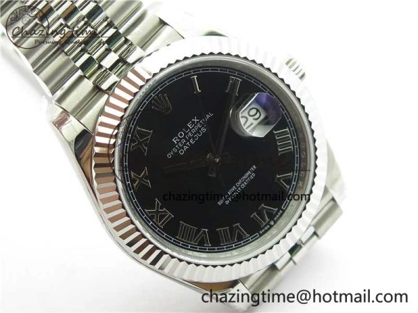 Minimalist DateJust 41MM 126334 904L SS VRF 1:1 Best Edition Black Dial Roman Markers on SS Jubilee Bracelet A 2899