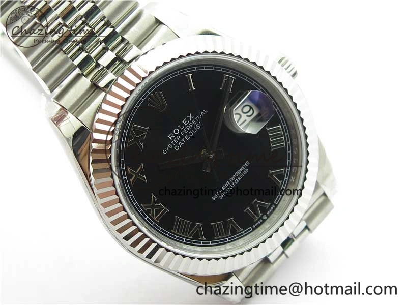 Minimalist DateJust 41MM 126334 904L SS VRF 1:1 Best Edition Black Dial Roman Markers on SS Jubilee Bracelet A 2899