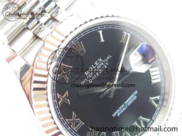 Minimalist DateJust 41MM 126334 904L SS VRF 1:1 Best Edition Black Dial Roman Markers on SS Jubilee Bracelet A 2899