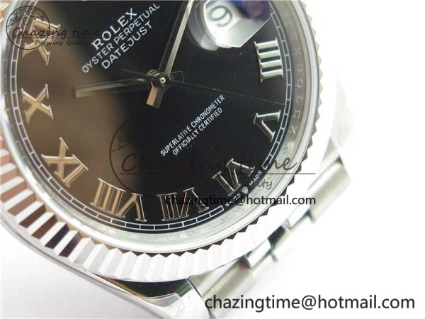 Minimalist DateJust 41MM 126334 904L SS VRF 1:1 Best Edition Black Dial Roman Markers on SS Jubilee Bracelet A 2899