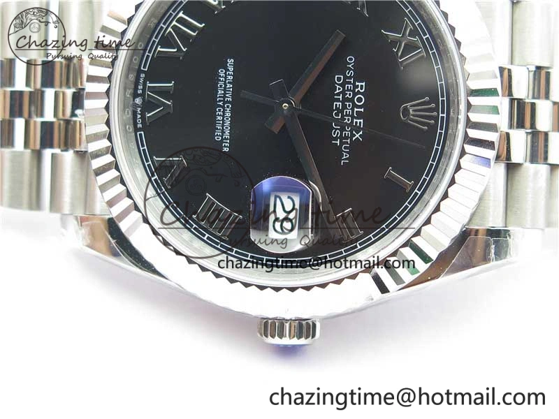 Minimalist DateJust 41MM 126334 904L SS VRF 1:1 Best Edition Black Dial Roman Markers on SS Jubilee Bracelet A 2899
