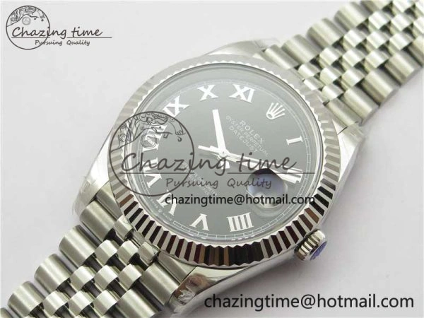 Minimalist DateJust 41MM 126334 904L SS VRF 1:1 Best Edition Black Dial Roman Markers on SS Jubilee Bracelet A 2899