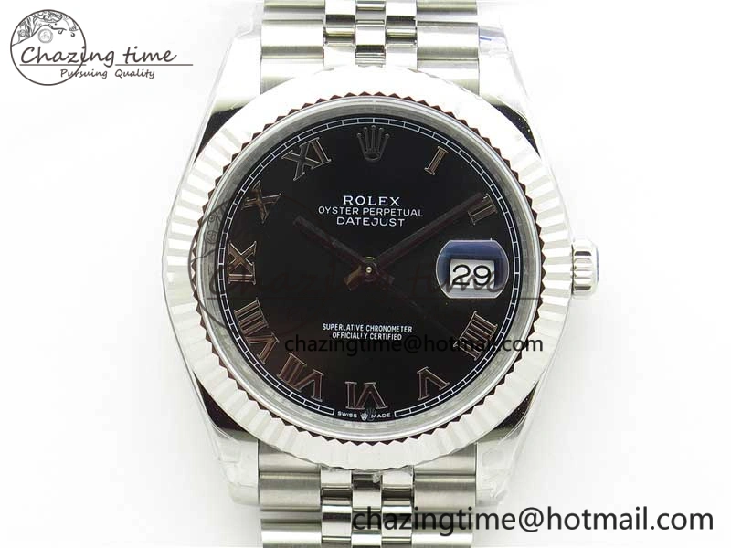 Minimalist DateJust 41MM 126334 904L SS VRF 1:1 Best Edition Black Dial Roman Markers on SS Jubilee Bracelet A 2899