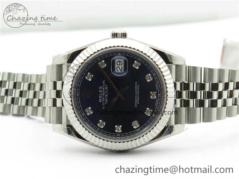 DateJust 41MM 126334 904L SS VRF 1:1 Best Edition Blue Dial Crystals Markers on SS Jubilee Bracelet A Thermal 2906