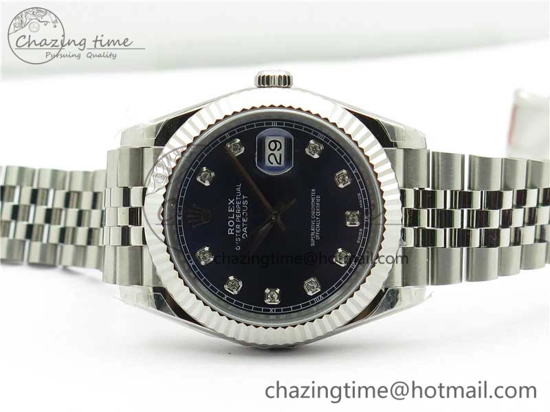 DateJust 41MM 126334 904L SS VRF 1:1 Best Edition Blue Dial Crystals Markers on SS Jubilee Bracelet A Thermal 2906
