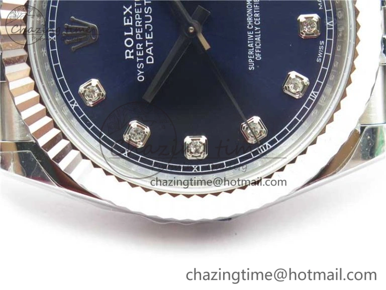 DateJust 41MM 126334 904L SS VRF 1:1 Best Edition Blue Dial Crystals Markers on SS Jubilee Bracelet A Thermal 2906