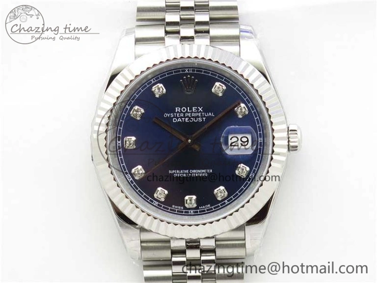 DateJust 41MM 126334 904L SS VRF 1:1 Best Edition Blue Dial Crystals Markers on SS Jubilee Bracelet A Thermal 2906