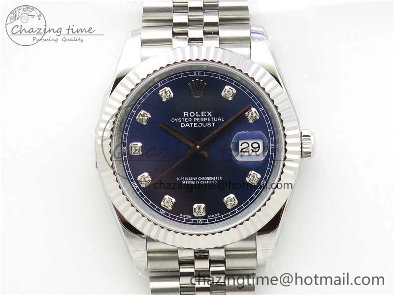 DateJust 41MM 126334 904L SS VRF 1:1 Best Edition Blue Dial Crystals Markers on SS Jubilee Bracelet A Thermal 2906