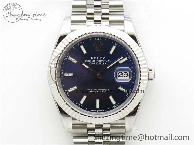 FastDry DateJust 41MM 126334 904L SS VRF 1:1 Best Edition Blue Dial Stick Markers on SS Jubilee Bracelet A 2903