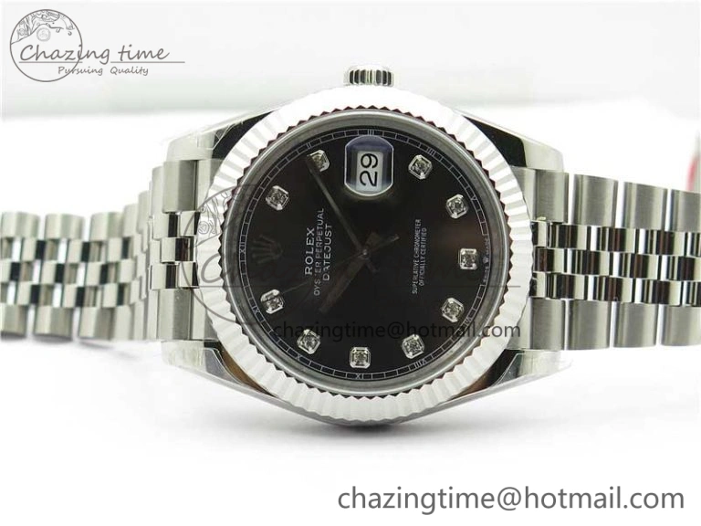 DateJust 41MM 126334 904L SS VRF 1:1 Best Edition Gray Dial Crystals Markers on SS Jubilee Bracelet A Practical 2904
