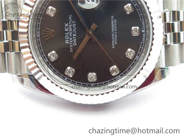 DateJust 41MM 126334 904L SS VRF 1:1 Best Edition Gray Dial Crystals Markers on SS Jubilee Bracelet A Practical 2904