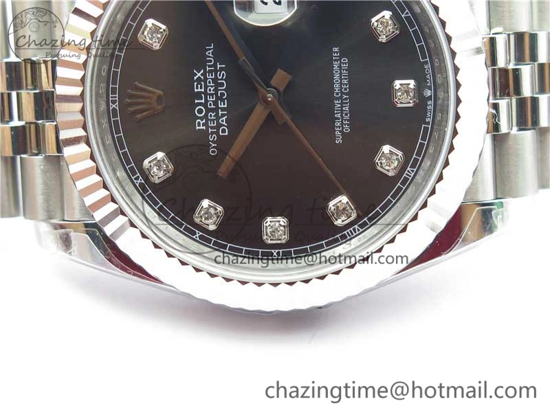 DateJust 41MM 126334 904L SS VRF 1:1 Best Edition Gray Dial Crystals Markers on SS Jubilee Bracelet A Practical 2904