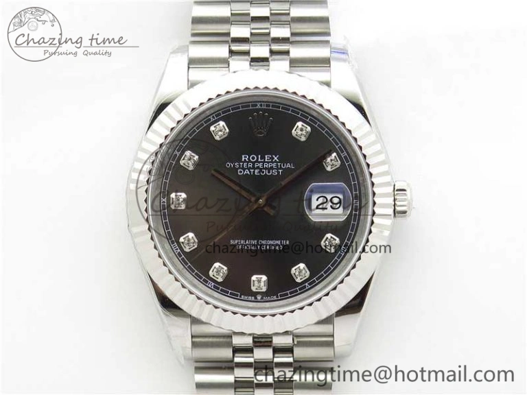 DateJust 41MM 126334 904L SS VRF 1:1 Best Edition Gray Dial Crystals Markers on SS Jubilee Bracelet A Practical 2904