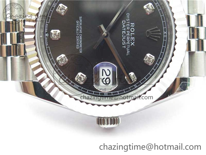 DateJust 41MM 126334 904L SS VRF 1:1 Best Edition Gray Dial Crystals Markers on SS Jubilee Bracelet A Practical 2904