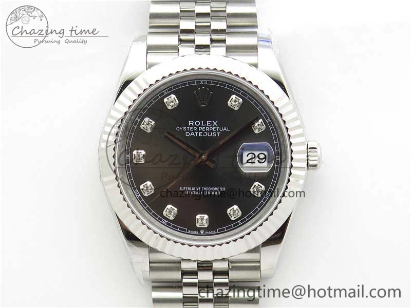 DateJust 41MM 126334 904L SS VRF 1:1 Best Edition Gray Dial Crystals Markers on SS Jubilee Bracelet A Practical 2904