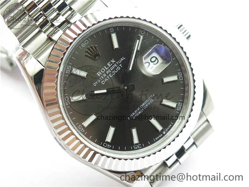 Casual DateJust 41MM 126334 904L SS VRF 1:1 Best Edition Gray Dial Stick Markers on SS Jubilee Bracelet A 2902