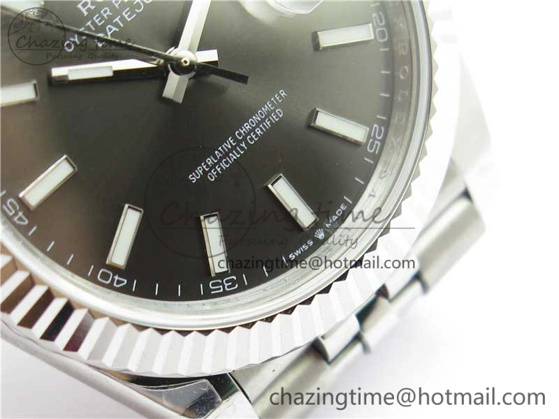 Casual DateJust 41MM 126334 904L SS VRF 1:1 Best Edition Gray Dial Stick Markers on SS Jubilee Bracelet A 2902
