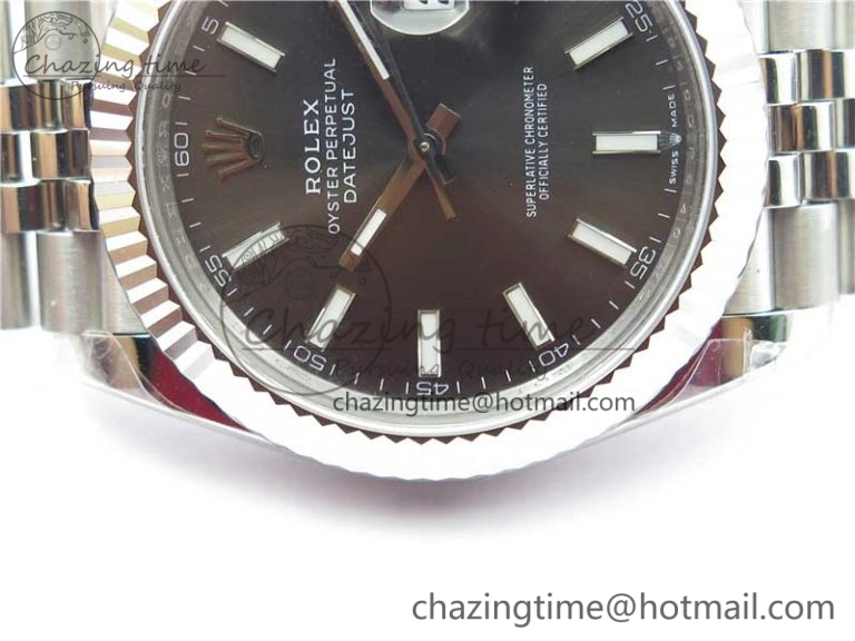Casual DateJust 41MM 126334 904L SS VRF 1:1 Best Edition Gray Dial Stick Markers on SS Jubilee Bracelet A 2902