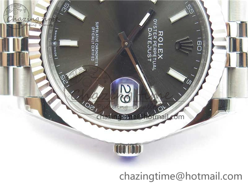 Casual DateJust 41MM 126334 904L SS VRF 1:1 Best Edition Gray Dial Stick Markers on SS Jubilee Bracelet A 2902