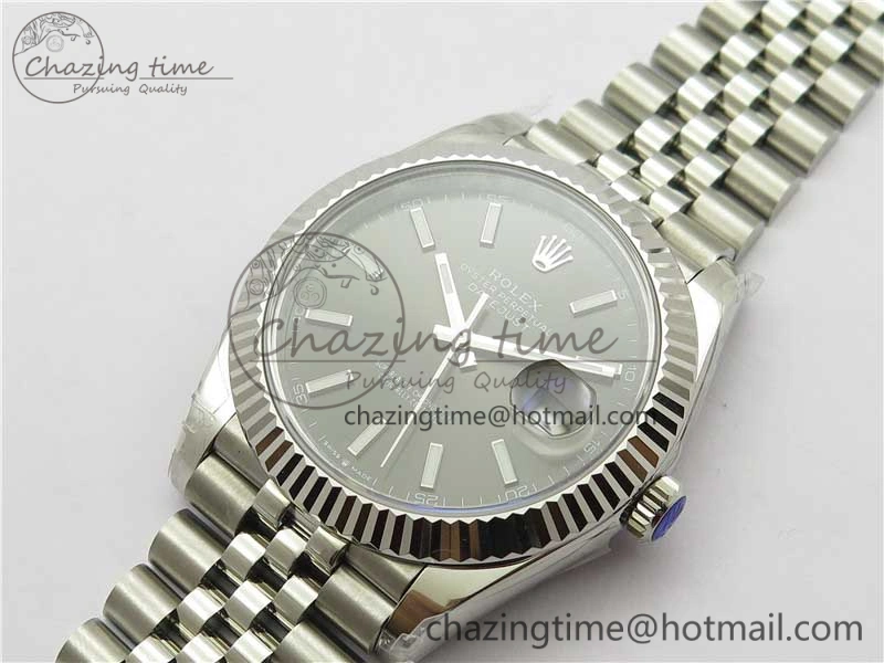 Casual DateJust 41MM 126334 904L SS VRF 1:1 Best Edition Gray Dial Stick Markers on SS Jubilee Bracelet A 2902