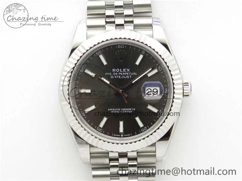 Casual DateJust 41MM 126334 904L SS VRF 1:1 Best Edition Gray Dial Stick Markers on SS Jubilee Bracelet A 2902