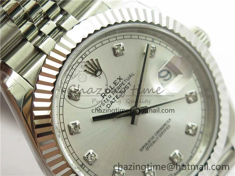 Minimalist DateJust 41MM 126334 904L SS VRF 1:1 Best Edition Silver Dial Crystals Markers on SS Jubilee Bracelet A 2907