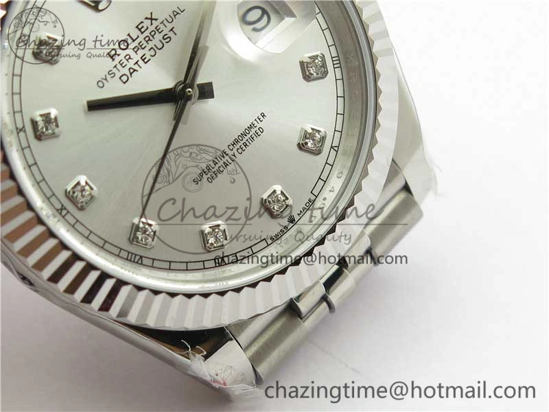 Minimalist DateJust 41MM 126334 904L SS VRF 1:1 Best Edition Silver Dial Crystals Markers on SS Jubilee Bracelet A 2907