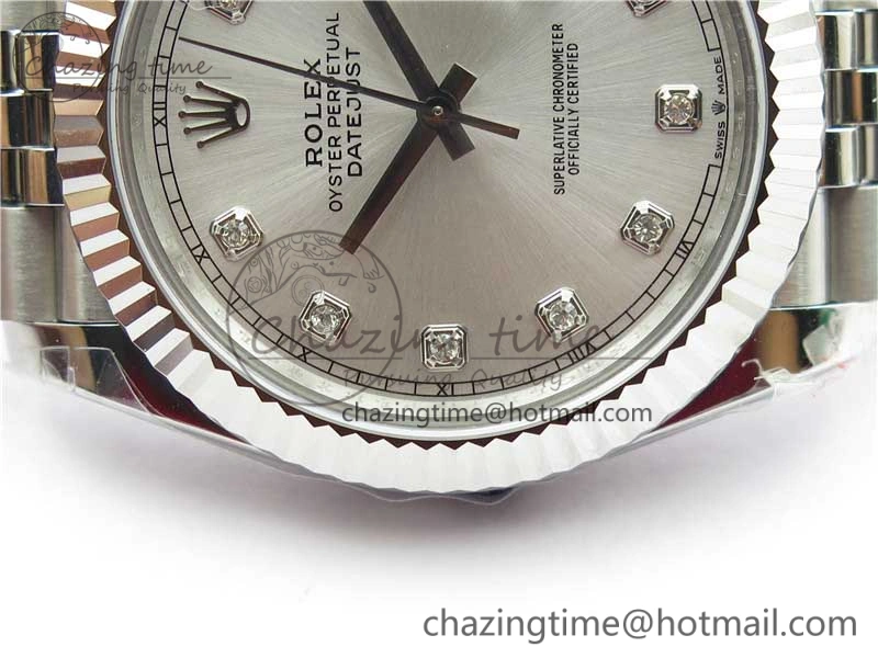 Minimalist DateJust 41MM 126334 904L SS VRF 1:1 Best Edition Silver Dial Crystals Markers on SS Jubilee Bracelet A 2907