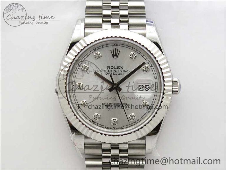 Minimalist DateJust 41MM 126334 904L SS VRF 1:1 Best Edition Silver Dial Crystals Markers on SS Jubilee Bracelet A 2907
