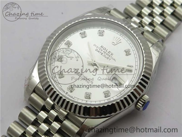 Minimalist DateJust 41MM 126334 904L SS VRF 1:1 Best Edition Silver Dial Crystals Markers on SS Jubilee Bracelet A 2907