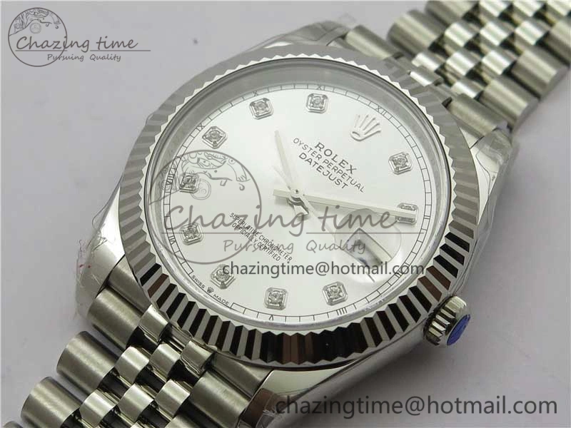 Minimalist DateJust 41MM 126334 904L SS VRF 1:1 Best Edition Silver Dial Crystals Markers on SS Jubilee Bracelet A 2907