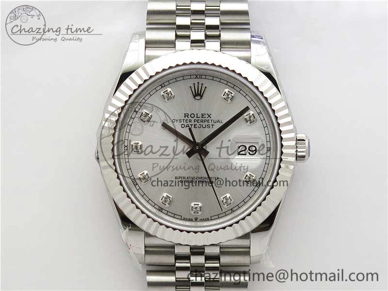 Minimalist DateJust 41MM 126334 904L SS VRF 1:1 Best Edition Silver Dial Crystals Markers on SS Jubilee Bracelet A 2907