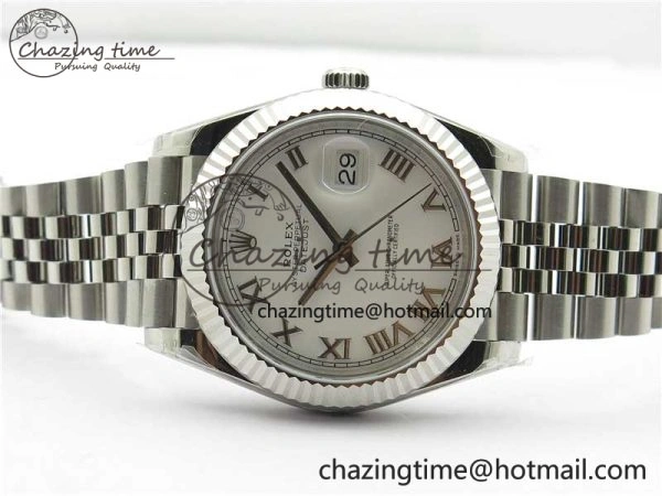 TopPick DateJust 41MM 126334 904L SS VRF 1:1 Best Edition White Dial Roman Markers on SS Jubilee Bracelet A 2898