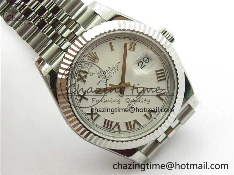 TopPick DateJust 41MM 126334 904L SS VRF 1:1 Best Edition White Dial Roman Markers on SS Jubilee Bracelet A 2898