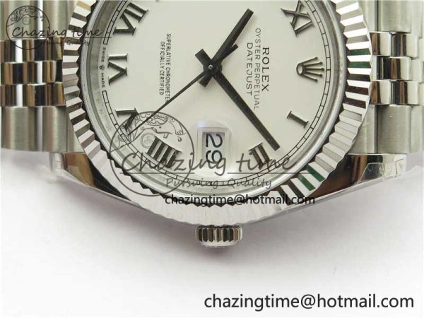 TopPick DateJust 41MM 126334 904L SS VRF 1:1 Best Edition White Dial Roman Markers on SS Jubilee Bracelet A 2898