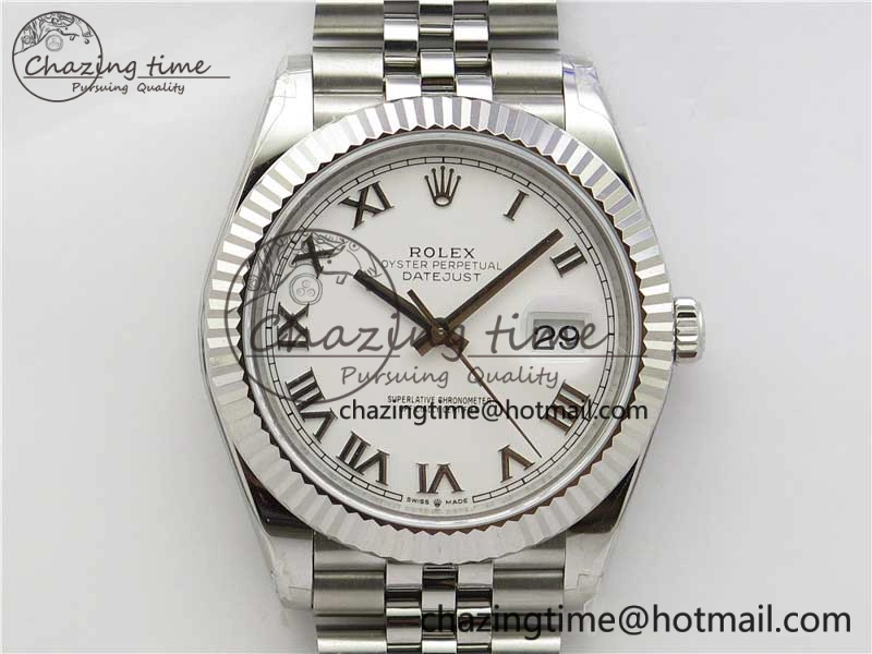 TopPick DateJust 41MM 126334 904L SS VRF 1:1 Best Edition White Dial Roman Markers on SS Jubilee Bracelet A 2898