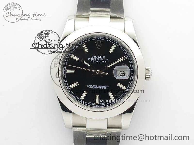 SmartChoice DateJust 41mm 126300 SS Noob 1:1 Best Edition Black Dial Stick Markers On SS Bracelet A 3595