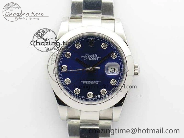 TechFriendly DateJust 41mm 126300 SS Noob 1:1 Best Edition Blue Dial Diam Markers On SS Bracelet A 3592